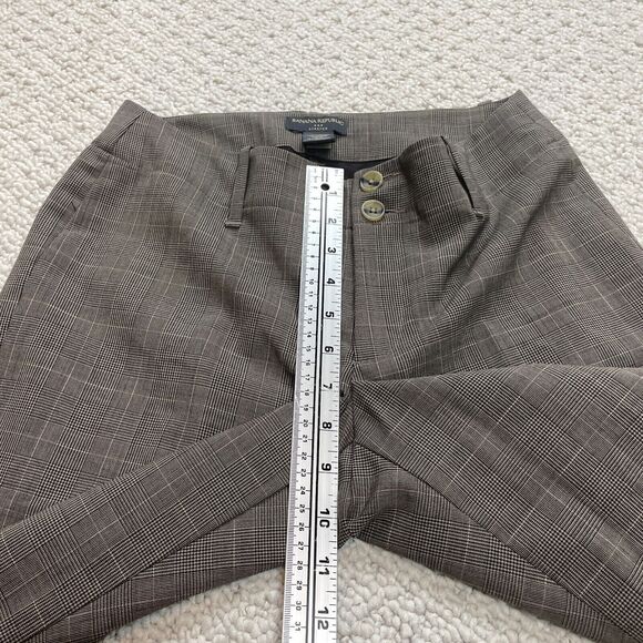 Banana Republic Capri Pants Womens 4 Brown Check Wool Dress Crop Slacks 31x16 - Picture 4 of 9